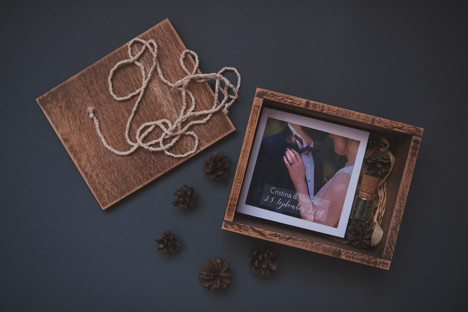 Handmade wooden Oak Box with a printed photo album
